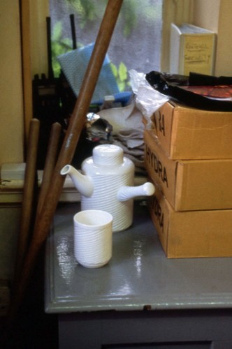 Cocoa Set, installation in cleaner’s cupboard during ‘In the Midst of Things’ exhibition, 1999