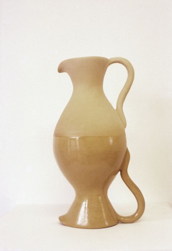 ‘Pitchers’, 1988, clay, glaze, wood, paint, 32 x 14 x 14cm, Private Collection London
