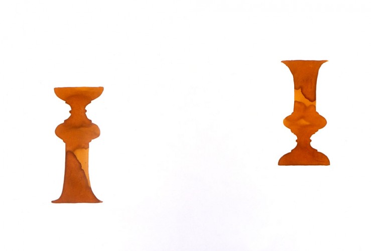 ‘Two Vases’ (for ‘Vases for a Painter of Still Lives’), 2003, concentrated watercolour on Fabriano paper, 33 x 48cm